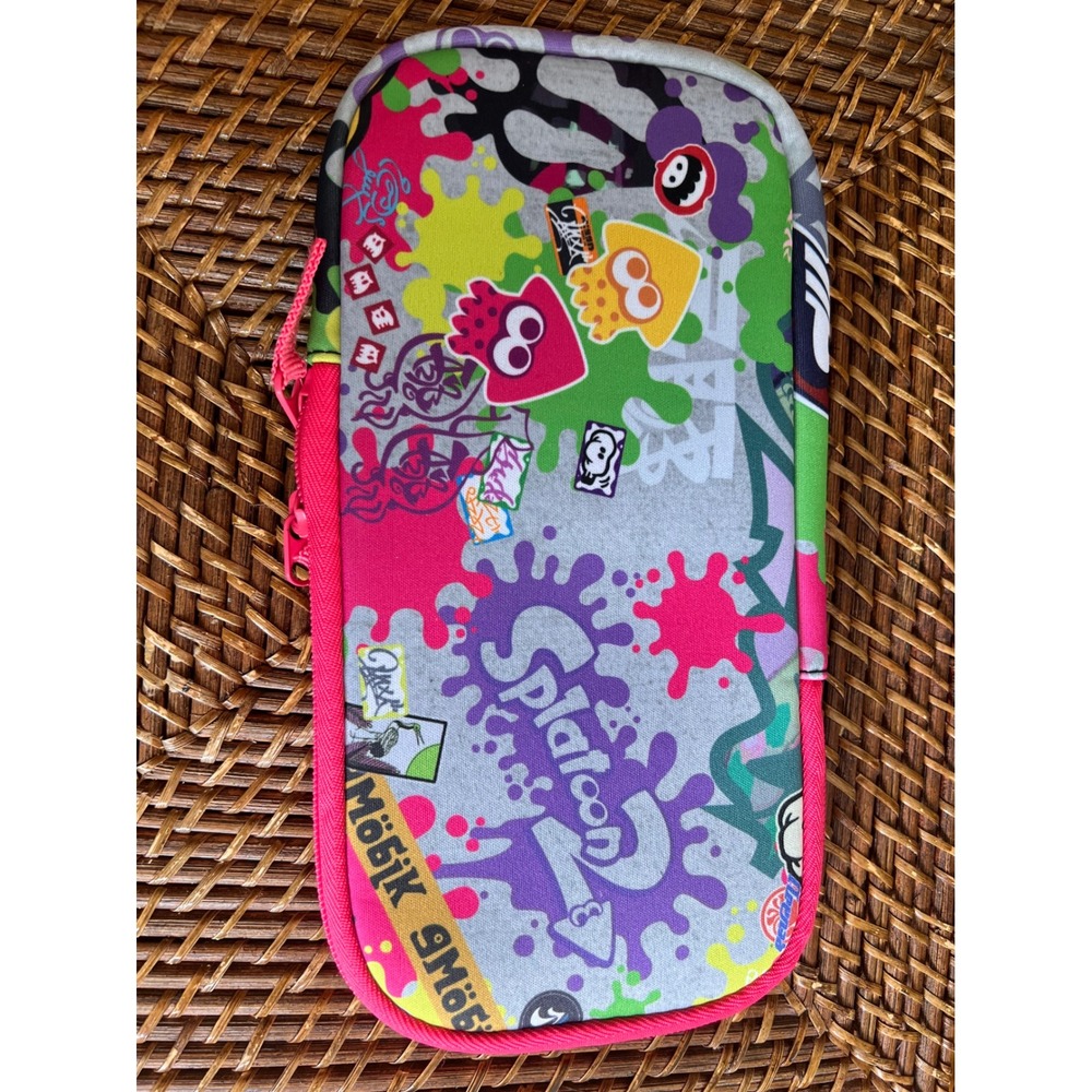 Nintendo Splatoon 2 Switch Soft Pouch Carrying Case Pink Green Graffiti Print